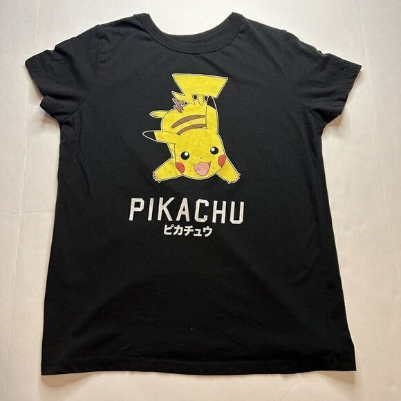 PIKACHU Black with Yellow Graphic Youth size Xl/XXL - Picture 1 of 5
